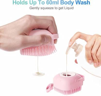Easymart Body Bath Brush Silicone Soft Cleaning Bath Body Brush with Shampoo Dispenser - Image 2