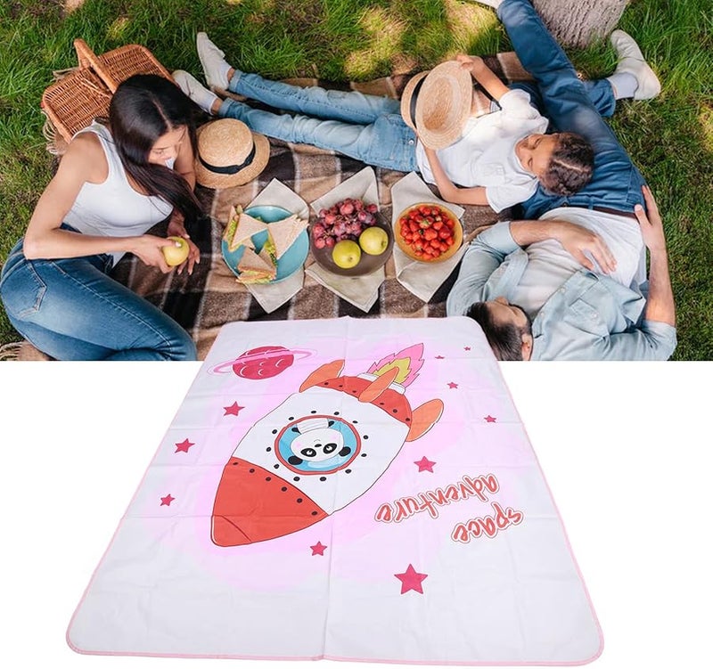 بطانية نزهة كبيرة 2x1 45م مضادة للرمل من قماش PVC مزدوج الطبقات مع حقيبة تخزين للشاطئ الخارجي والتخييم والمتنزه - Image 4