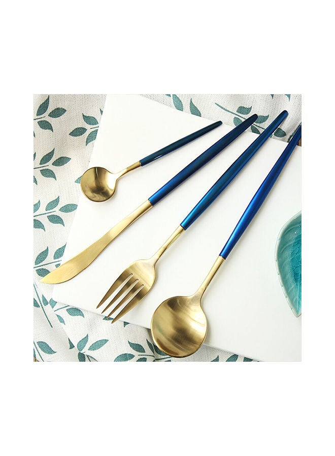 NIBEMINENT 4-Piece Dinner Flatware Cutlery Set Blue/Gold  - Image 5