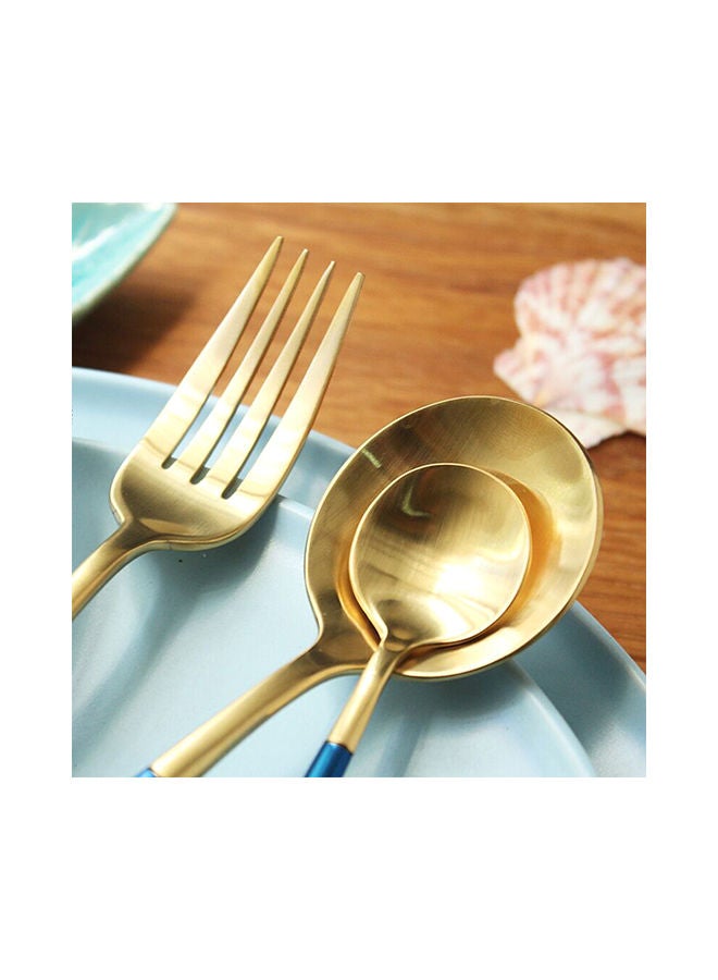NIBEMINENT 4-Piece Dinner Flatware Cutlery Set Blue/Gold  - Image 2