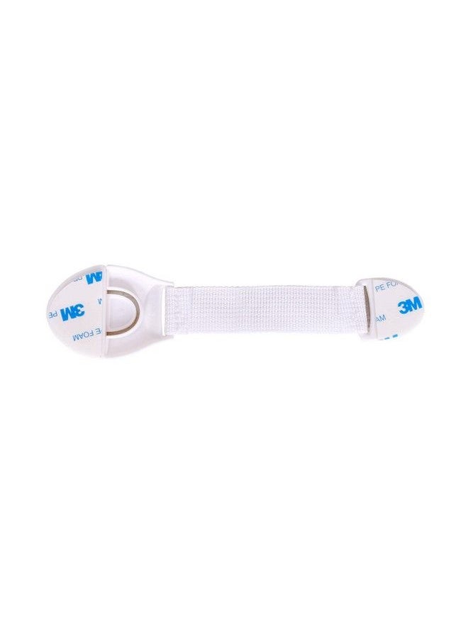 The Little Lookers - Safety Lock With Push Button And Nylon Strap For Doors Cabinets Fridge Drawers Dustbin ; Safety Accessories For Babies;Kids;Children;Infants;Toddlers (White Pack Of 2) - Image 1