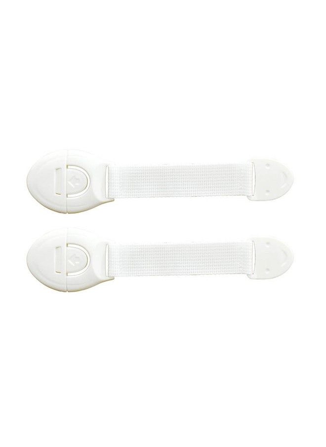 The Little Lookers - Safety Lock With Push Button And Nylon Strap For Doors Cabinets Fridge Drawers Dustbin ; Safety Accessories For Babies;Kids;Children;Infants;Toddlers (White Pack Of 2) - Image 1