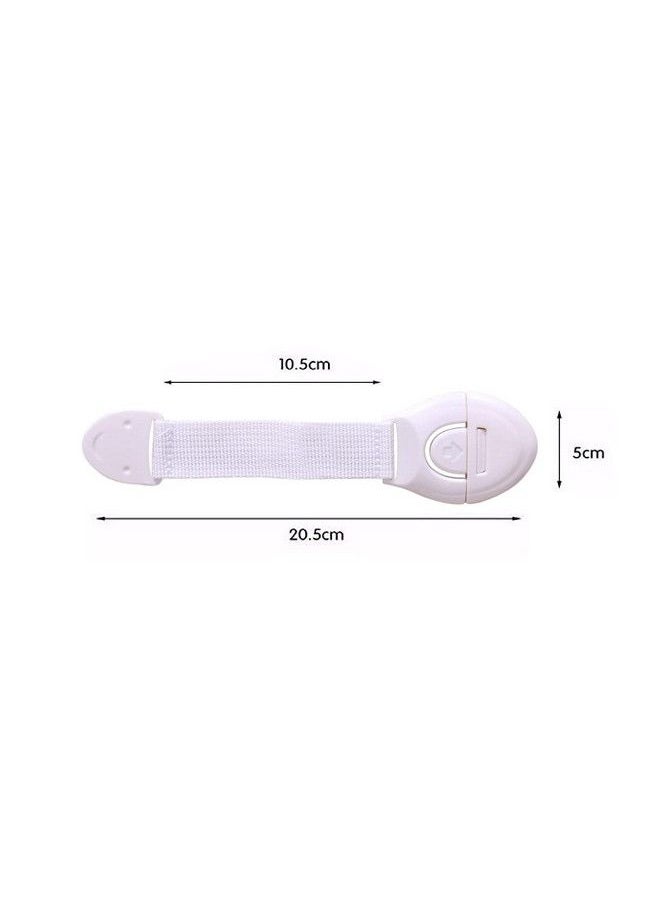 The Little Lookers - Safety Lock With Push Button And Nylon Strap For Doors Cabinets Fridge Drawers Dustbin ; Safety Accessories For Babies;Kids;Children;Infants;Toddlers (White Pack Of 2) - Image 1