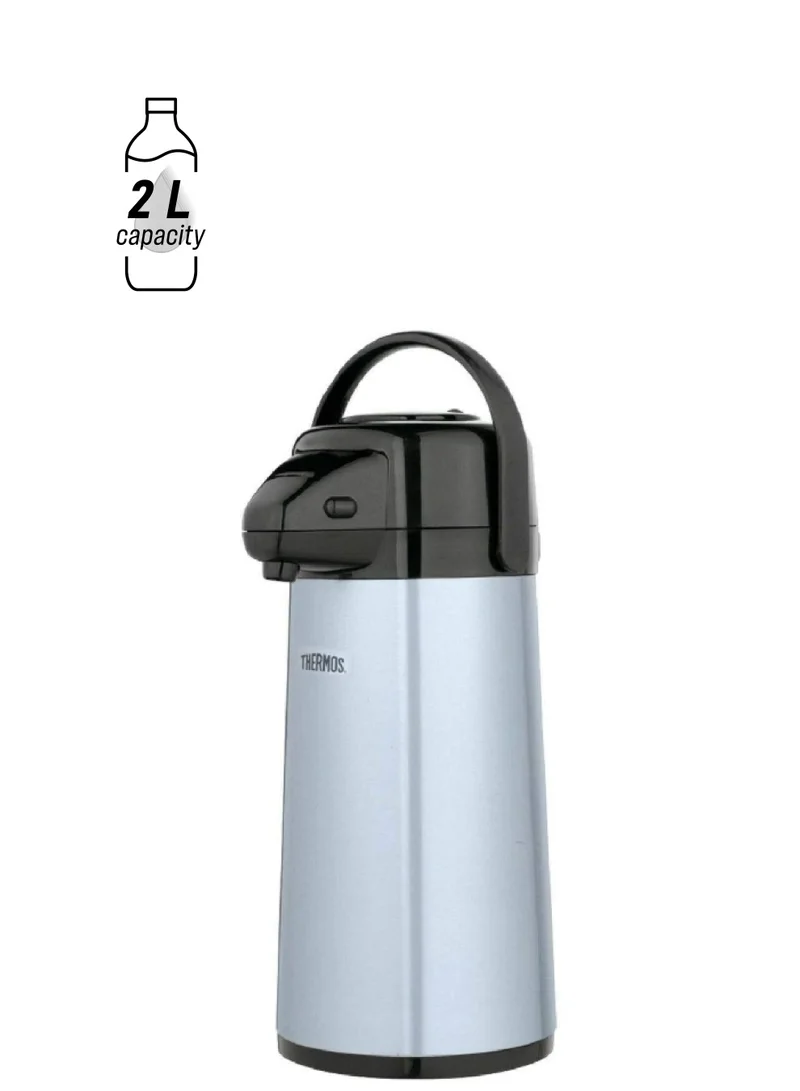 THERMOS Glass Vacuum Insulated Pump Pot Metallic Grey and Black 2 L PP1920TRI2