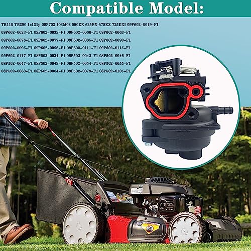 YzusGomumu 799584 594058 Carburetor Kit Spark Plug & Air Filter Assembly Compatible with B&S Carb 594057 592361 594529 Troy Bilt TB110 TB200 103M02 09P702 9P702 550EX 625EX 675EX 725 lc121p 163cc - Image 4