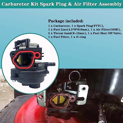 YzusGomumu 799584 594058 Carburetor Kit Spark Plug & Air Filter Assembly Compatible with B&S Carb 594057 592361 594529 Troy Bilt TB110 TB200 103M02 09P702 9P702 550EX 625EX 675EX 725 lc121p 163cc - Image 5