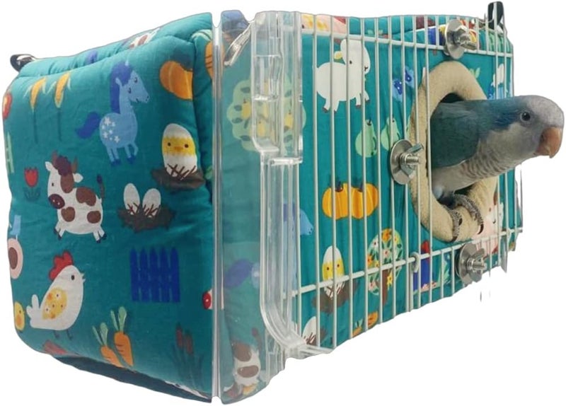 Barn Eleven Large Winter Warm Bird Nest House, Bird Bed for Cage, Parrot Nest Snuggle Shed Hut for Four Seasons, Easy to Install for Quaker Lovebirds (Green,Large) - Image 1