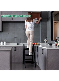 Generic 3 Step Ladder Folding Step Stool, Full Steel Folding Step Stool,Heavy Duty 330 Lbs Load Step Ladders for Home, Home Multi-use Portable  Ladder ,Tall Kitchen/Closet Stepladder for Adults, Black Small & Lightweight Ladder with Anti-Slip Wide Pedals  - Image 4