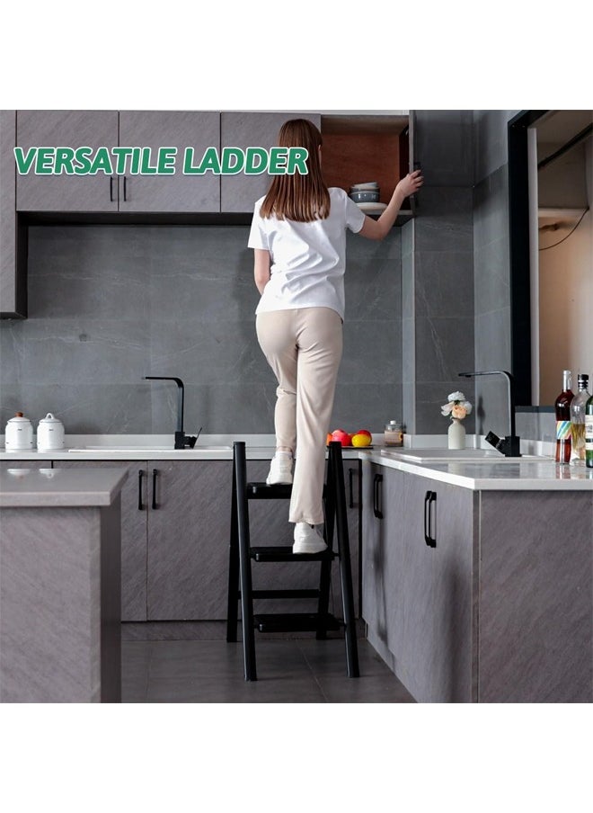 Generic 3 Step Ladder Folding Step Stool, Full Steel Folding Step Stool,Heavy Duty 330 Lbs Load Step Ladders for Home, Home Multi-use Portable  Ladder ,Tall Kitchen/Closet Stepladder for Adults, Black Small & Lightweight Ladder with Anti-Slip Wide Pedals  - Image 4