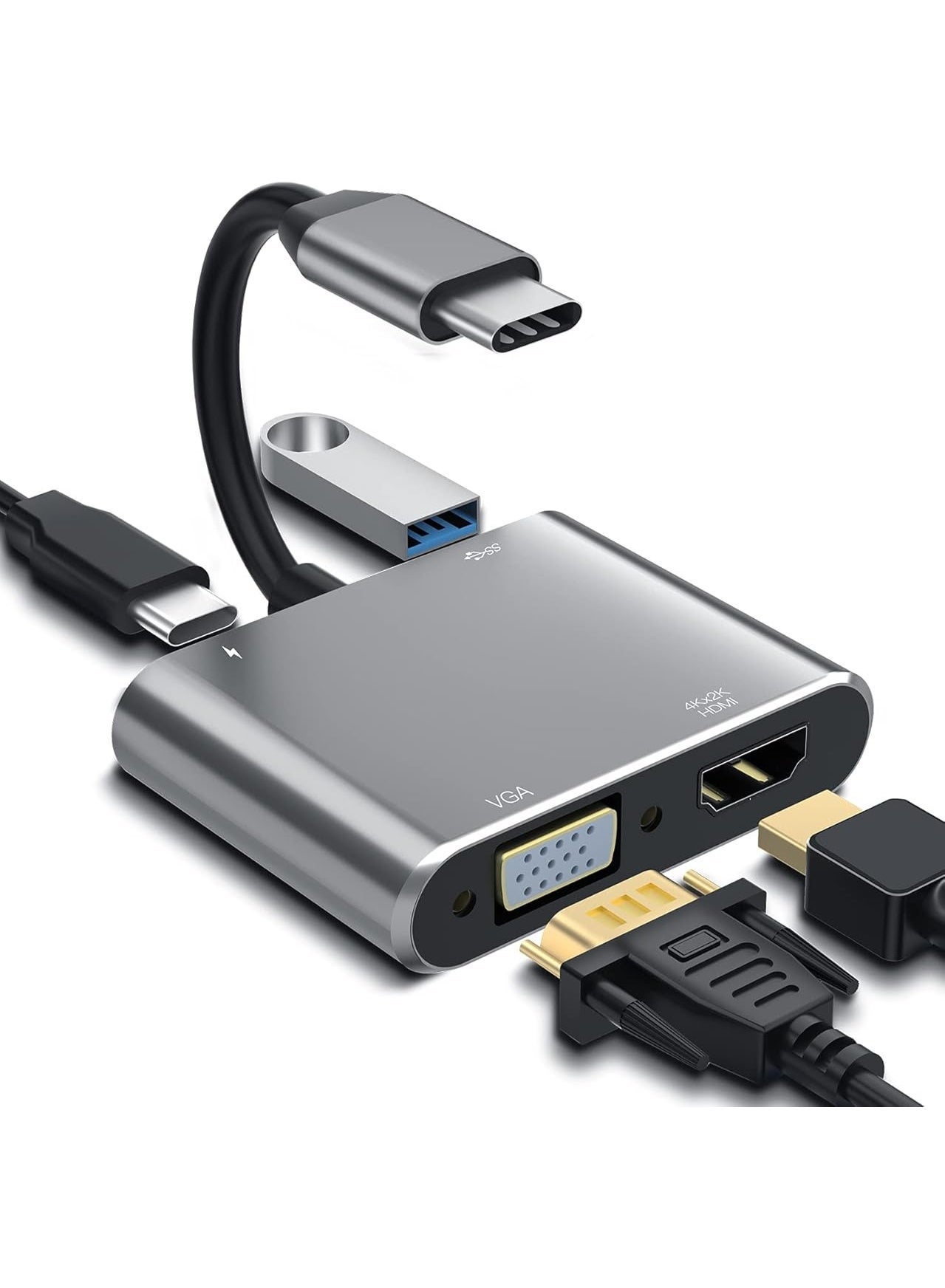 فلوينغ Flowing Usb type-c To Vga Hdmi Adapter usbc 87W