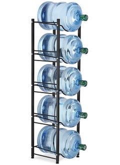 Water Cooler Jug Rack 5-Tier Heavy Duty Water Bottle Holder Storage Rack for 5 Gallon Water Dispenser Save Space (Black)