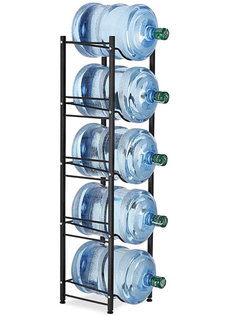 DubaiGallery - Water Cooler Jug Rack 5-Tier Heavy Duty Water Bottle Holder Storage Rack for 5 Gallon Water Dispenser Save Space (Black) - Image 1