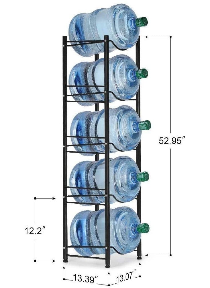 DubaiGallery - Water Cooler Jug Rack 5-Tier Heavy Duty Water Bottle Holder Storage Rack for 5 Gallon Water Dispenser Save Space (Black) - Image 1