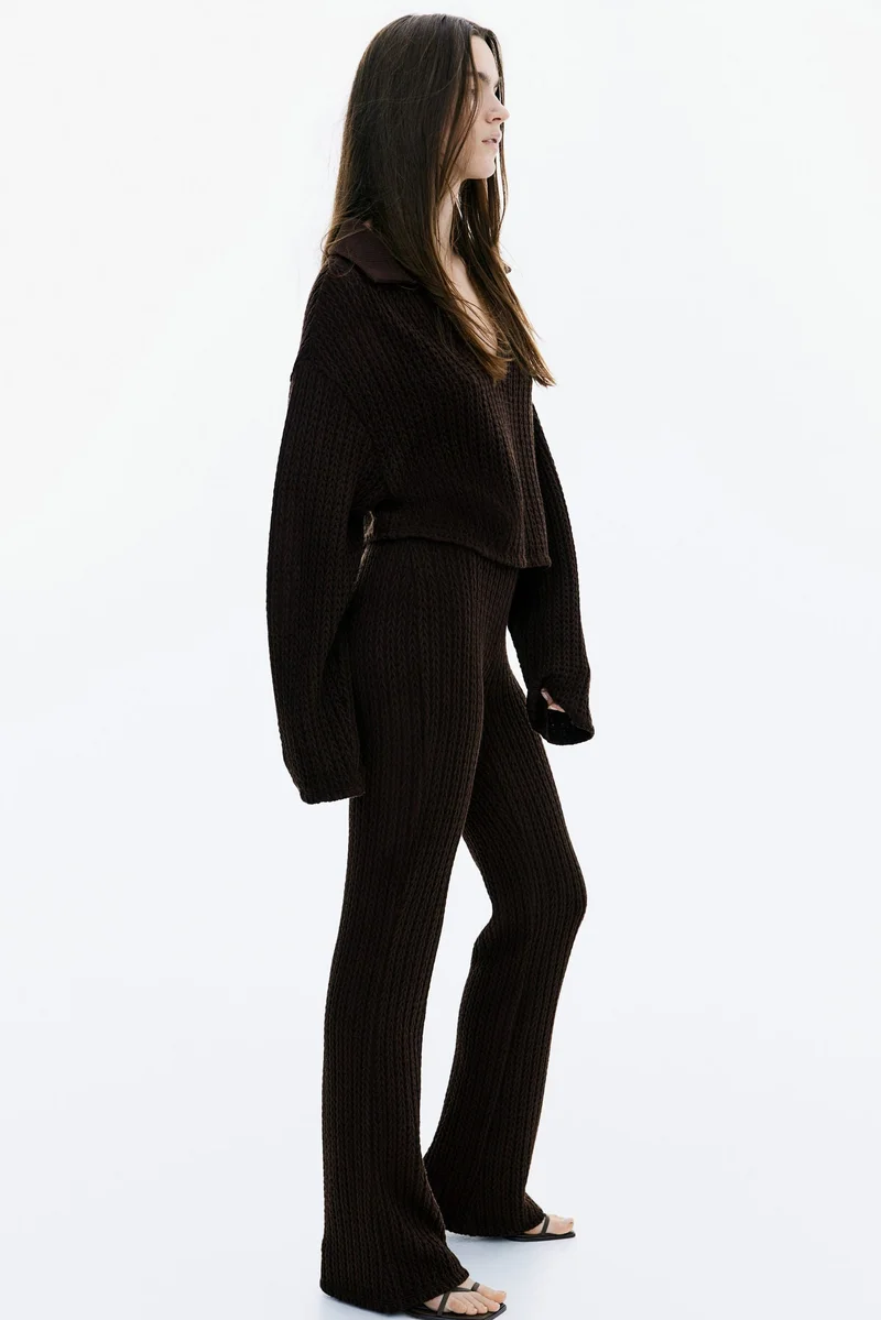 H&M Flared cable-knit look trousers