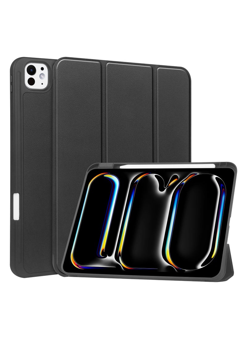 Raxoom Compatible With iPad Pro 11 Case (M4) 2024 With Pencil Holder , Smart Trifold Stand, Auto Wake Sleep (Black) - Image 1