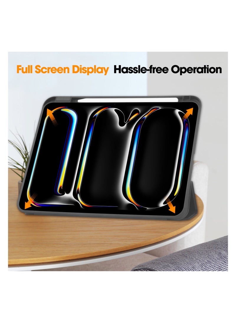 Raxoom Compatible With iPad Pro 11 Case (M4) 2024 With Pencil Holder , Smart Trifold Stand, Auto Wake Sleep (Black) - Image 4