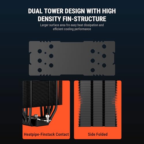 ANT Esports مبرد هواء رقمي لمعالج Ant Esports V8 مع مروحة CPU وشاشة عرض درجة الحرارة LED و ARGB | 2x120mm مراوح | يدعم Intel - LGA1851 / 1700/1200 AMD - AM5 / AM4 - Image 3