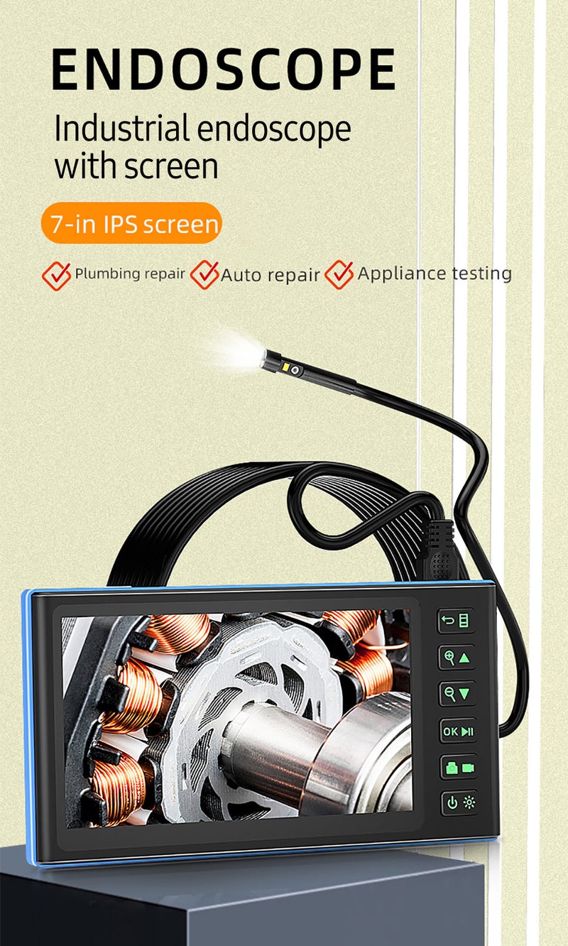 Dual Camera Endoscope with 7-inch IPS Color Screen Borescope with 6 LED Lights 1080P Photos Videos Snake Camera IP67 Waterproof 2 Million Pixels Inspection Camera with TF Card Slot - Image 4
