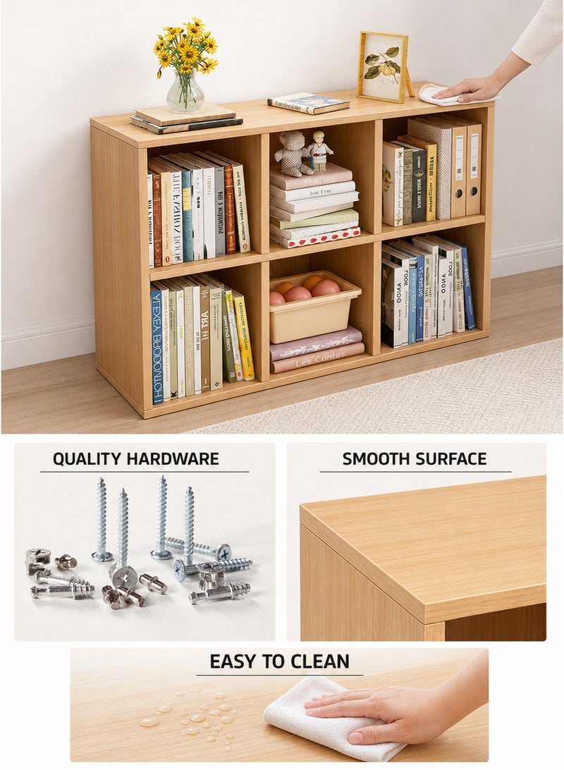 XiuWoo 2 Tier 6 Cube High-Capacity Free-Standing Wood Bookcase Racks, Floor-to-Ceiling Home Storage Cabinets, Multi-Layer Low Lattice Cabinets, Multipurpose Display Organizer Shelf for Home Office - Image 5