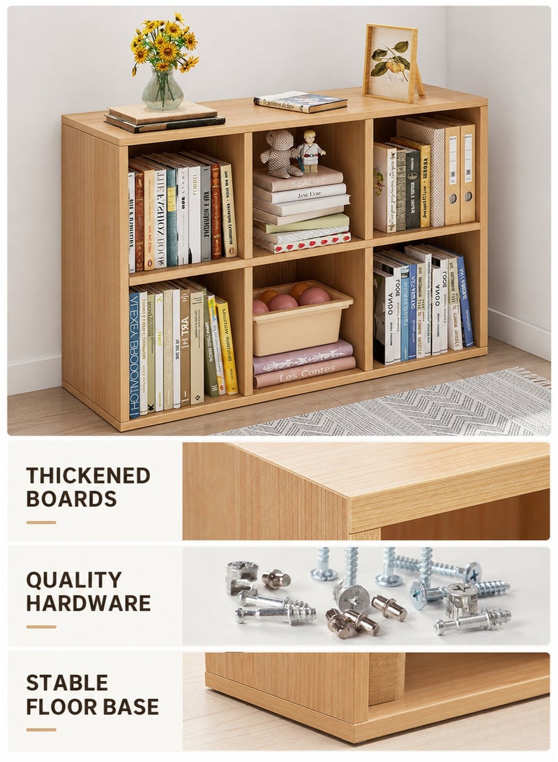 XiuWoo 2 Tier 6 Cube High-Capacity Free-Standing Wood Bookcase Racks, Floor-to-Ceiling Home Storage Cabinets, Multi-Layer Low Lattice Cabinets, Multipurpose Display Organizer Shelf for Home Office - Image 3