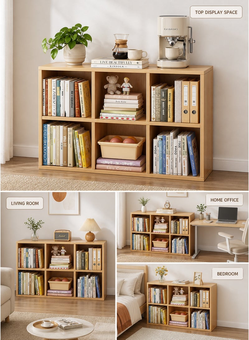 XiuWoo 2 Tier 6 Cube High-Capacity Free-Standing Wood Bookcase Racks, Floor-to-Ceiling Home Storage Cabinets, Multi-Layer Low Lattice Cabinets, Multipurpose Display Organizer Shelf for Home Office - Image 4
