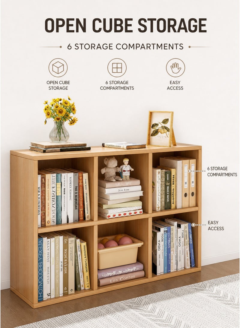 XiuWoo 2 Tier 6 Cube High-Capacity Free-Standing Wood Bookcase Racks, Floor-to-Ceiling Home Storage Cabinets, Multi-Layer Low Lattice Cabinets, Multipurpose Display Organizer Shelf for Home Office - Image 2