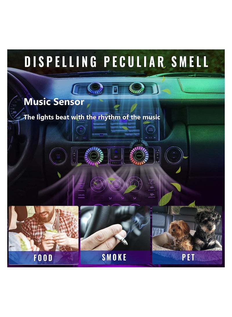 KASTWAVE مصباح جو إيقاعي للسيارة، مصباح عطري للسيارة مع مشبك تهوية وقرص زيت أساسي 5 مل، 24 مصباح LED 100 وضع، تطبيق للتحكم عن بعد متعدد الألوان RGB متغير - Image 2