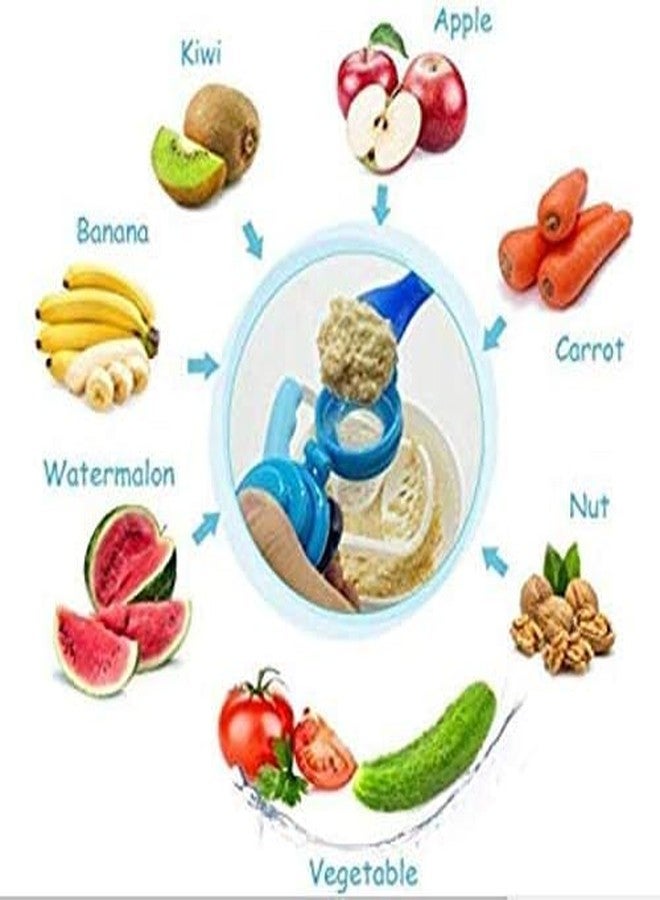 ROFORUF Silicone Baby Fruit Feeder Pacifier, 90ml Spoon Feeder Bottle, Silicone Teether Toy, Finger Toothbrush with Case & Tongue Cleaner, Waterproof Bib BPA Free 0–24 Months | Baby Essentials (combo 5 multi) - Image 3