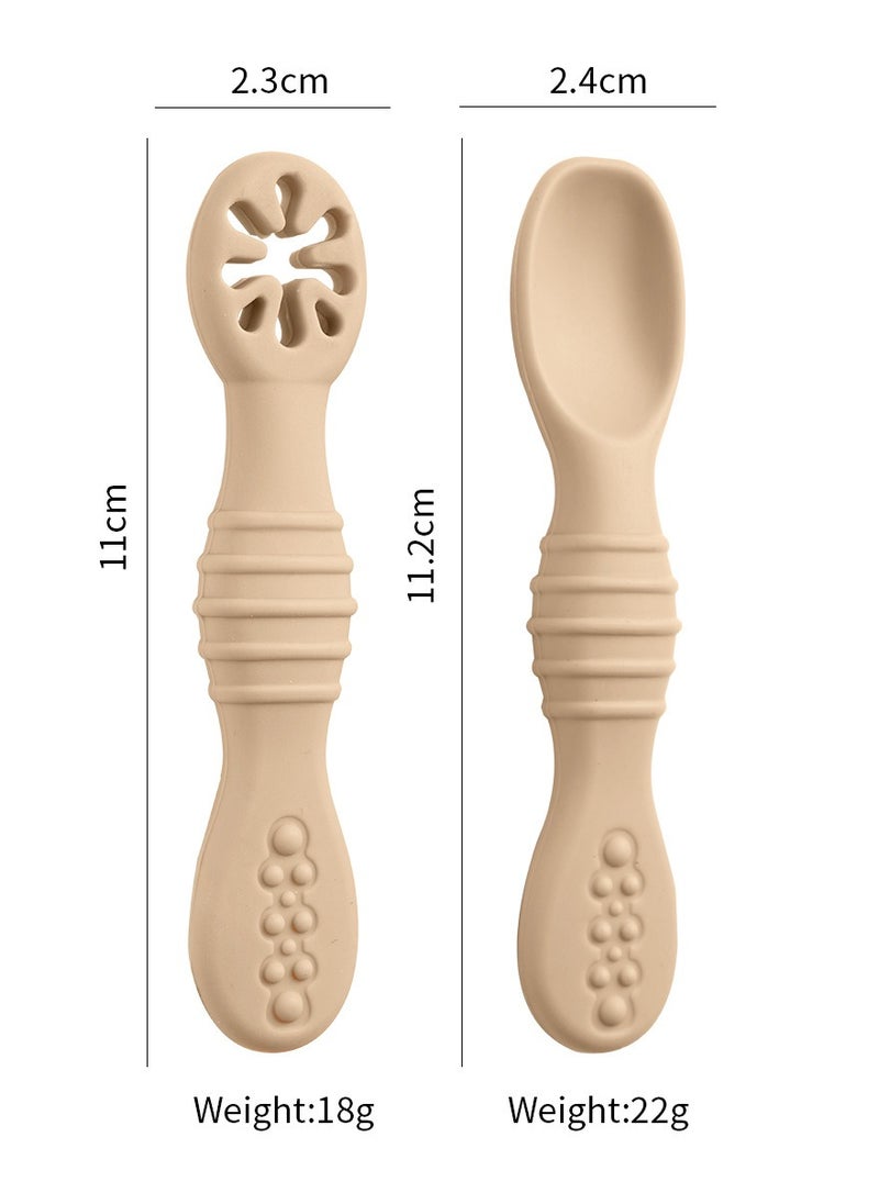 Bukela - Pack Of 2 SIlicone Baby Spoons - Brown, 6 Months + - Image 1