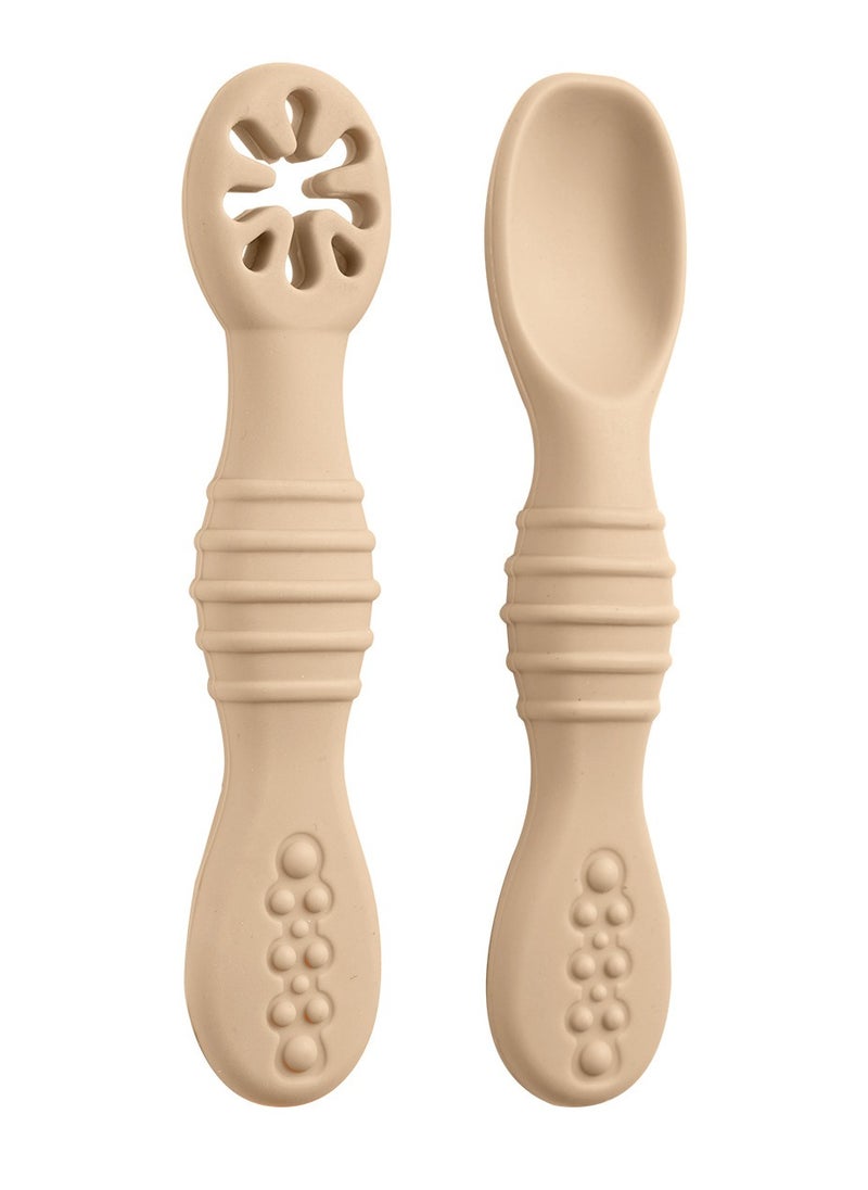 Bukela - Pack Of 2 SIlicone Baby Spoons - Brown, 6 Months + - Image 1