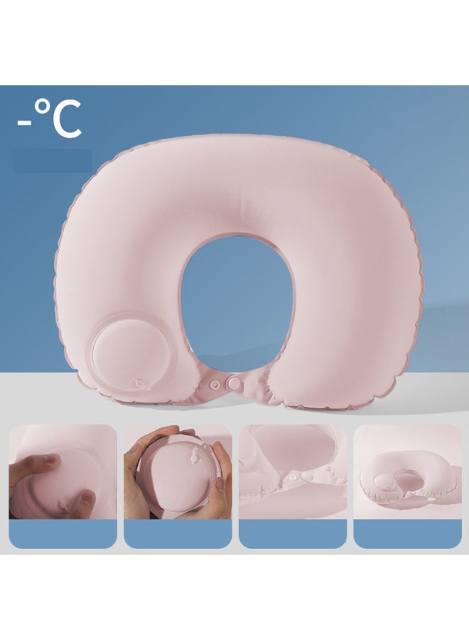 وسادة سفر قابلة للنفخ للرقبة اضغط لتضخيمها وسادة قابلة للنفخ محمولة على شكل حرف U للسفر/السيارة/المنزل/المكتب - Image 2