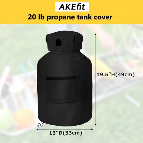 AKEfit Propane Tank Cover 20lb Gas Tank Cover Outdoor Heavy Duty Waterproof Covers Fits Standard 20 lb Tank Cylinder 13 x 195 Black - Image 3