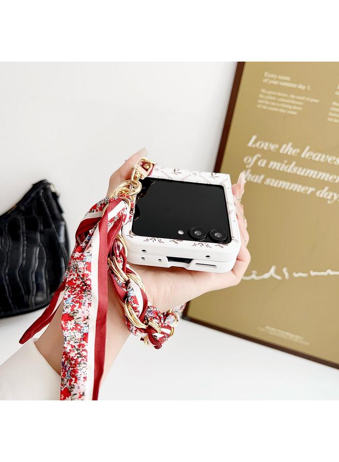 اس-توب جراب لهاتف Motorola Razr 50 Ultra بنقشة زهرة الحظ من مادة TPU مع حزام - Image 4