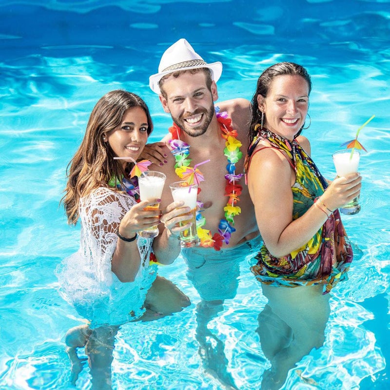 ALINK 50pcs Umbrella Straws  Long Cocktail Drink Umbrellas Fancy Flower Bar Straws  Tropical Summber Beach Luau Tiki Hawaiian Party Straws Decorations - Octagonal - Image 4