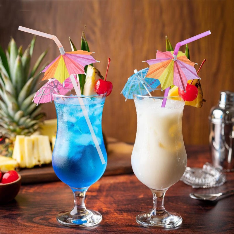 ALINK 50pcs Umbrella Straws  Long Cocktail Drink Umbrellas Fancy Flower Bar Straws  Tropical Summber Beach Luau Tiki Hawaiian Party Straws Decorations - Octagonal - Image 3