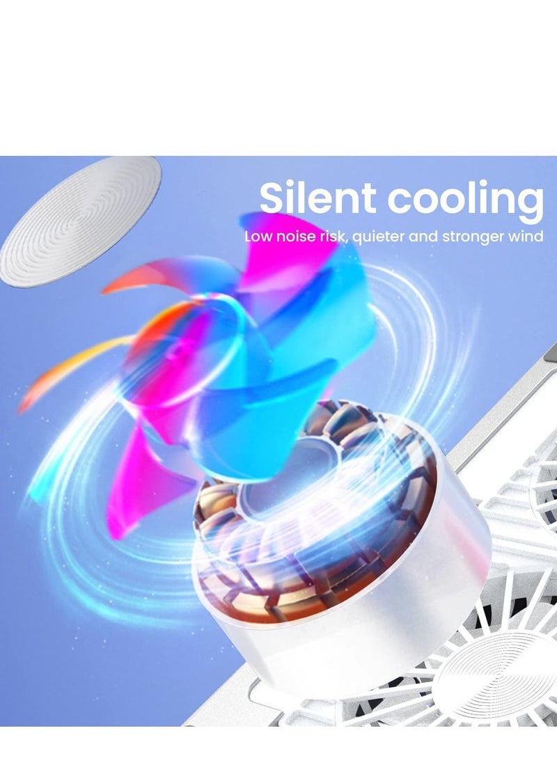 MIXDE Laptop Cooling Pad, Foldable Aluminum Alloy Gaming Notebook Cooler, Laptop Fan Cooling Stand with 7 Adjustable Height, 4 Quiet Fans & RGB LED Light for 11-17.3 inch Laptops  - Image 4