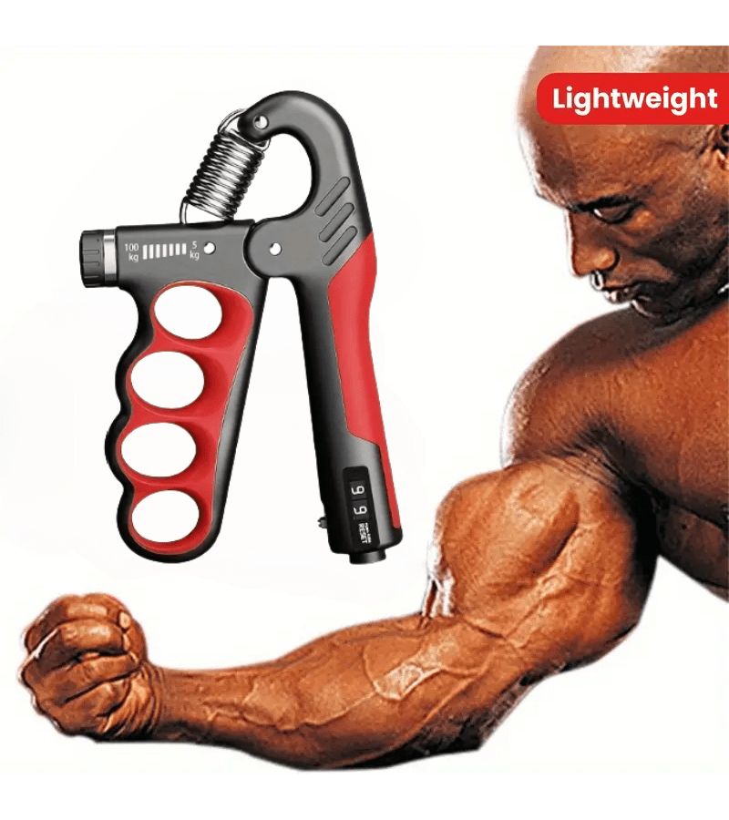 Portable Hand Grip Strengthener Red Adjustable Resistance 11 to 220 Lbs 5 to 100 Kg Heavy Duty Strength Trainer Non Slip Design Home Fitness Sports Training Rehabilitation Unisex Compact Durable - Image 1
