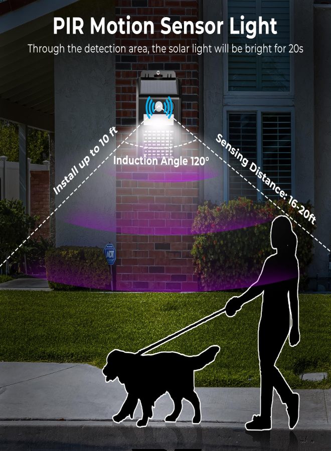Solar Bug Zapper Outdoor, Motion Sensor Light with Mosquito Trap Flying Insect Trap for Killing Mosquito/Gnat/Moth/Fruit Flies Bug Catcher Perfect for Patio/Yard/Porch/Fence - Image 2