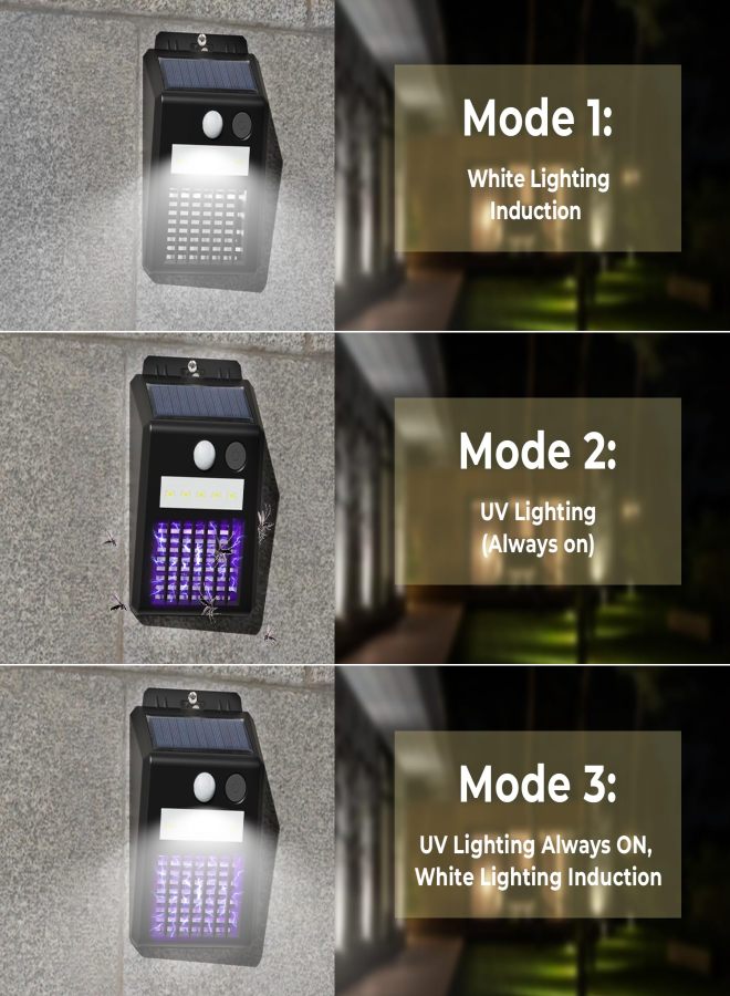 Solar Bug Zapper Outdoor, Motion Sensor Light with Mosquito Trap Flying Insect Trap for Killing Mosquito/Gnat/Moth/Fruit Flies Bug Catcher Perfect for Patio/Yard/Porch/Fence - Image 5