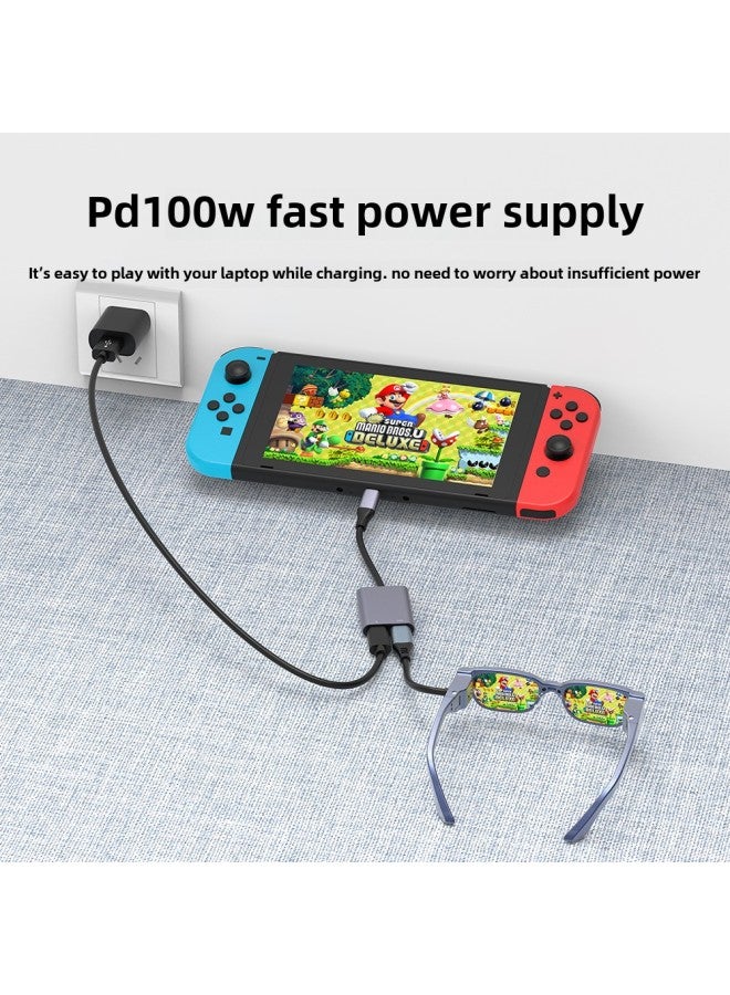 AR Glasses Docking Station HUB Mobile Phone Tablet PD Charging Usb 2-in -1 Pcba Docking Station Type-C Adapter-Number Of Interfaces:AC-021 Mini 2-in -1 Docking Station Gray  - Image 5
