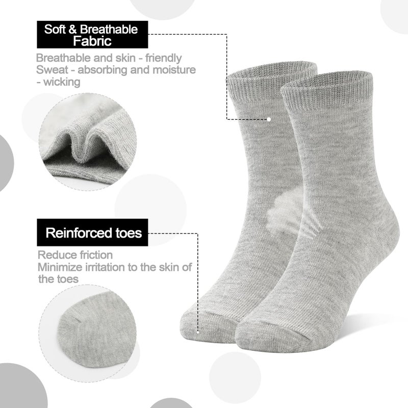 ZERULETS 15 Pairs Toddler Kids Socks Boys Crew School Athletic Mid Calf Dress Socks for Boys Girls Children 1-13 Years(Black,White,Gray,4-7 Years) - Image 4