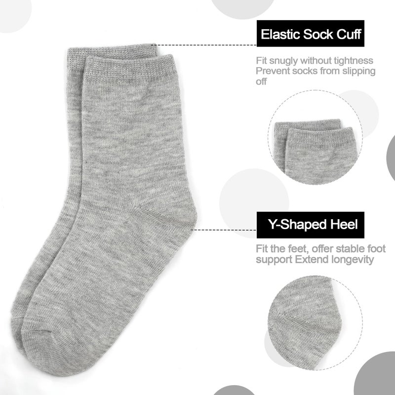 ZERULETS 15 Pairs Toddler Kids Socks Boys Crew School Athletic Mid Calf Dress Socks for Boys Girls Children 1-13 Years(Black,White,Gray,4-7 Years) - Image 5