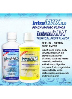DRUCKER LABS - intraMAX 2.0 (32 Ounces / 946 Milliliters, Peach Mango Flavor) & intraMIN (32 Ounce / 923 Milliliters, Tropical Fruit Flavor)