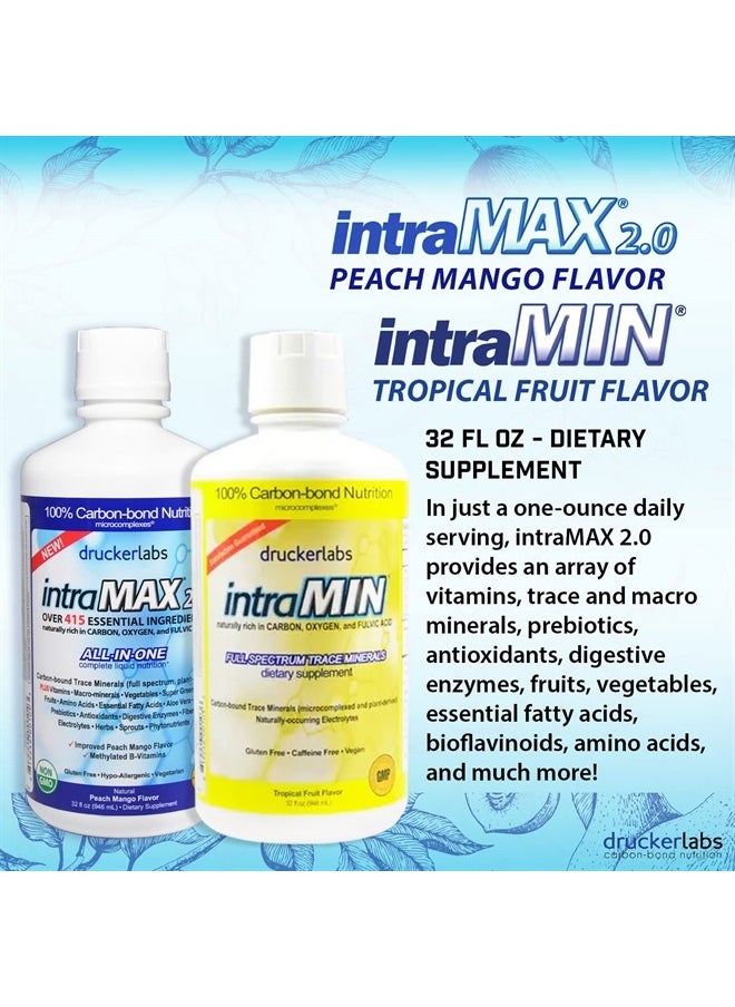 NBGRLVS - DRUCKER LABS - intraMAX 2.0 (32 Ounces / 946 Milliliters, Peach Mango Flavor) & intraMIN (32 Ounce / 923 Milliliters, Tropical Fruit Flavor) - Image 1
