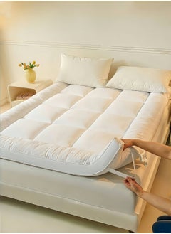 CHU DAI 180x200cm Hotel Mattress Topper - 700GSM Extra Thick and Soft Fibersheet, Supersoft Brushed Fabric with 4-Side Elastic Bands for Secure Fit Microfiber White  - Image 1
