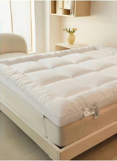 CHU DAI 180x200cm Hotel Mattress Topper - 700GSM Extra Thick and Soft Fibersheet, Supersoft Brushed Fabric with 4-Side Elastic Bands for Secure Fit Microfiber White  - Image 2