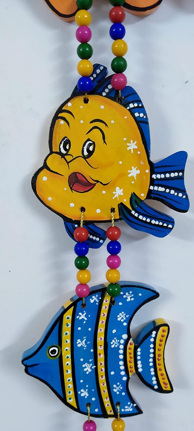 NOKHWAL Fish Hanging Hand Painted Handmade Fishes for Garden Main Door Balcony Wall Hanging Decoration Hanging Decorative Items for Room Wall Dcor for Home - Image 2