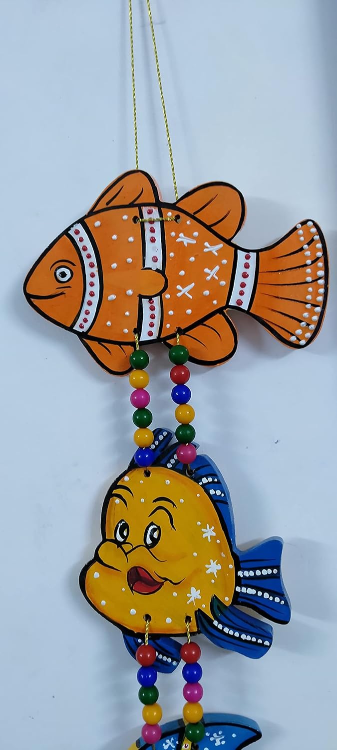 NOKHWAL Fish Hanging Hand Painted Handmade Fishes for Garden Main Door Balcony Wall Hanging Decoration Hanging Decorative Items for Room Wall Dcor for Home - Image 3