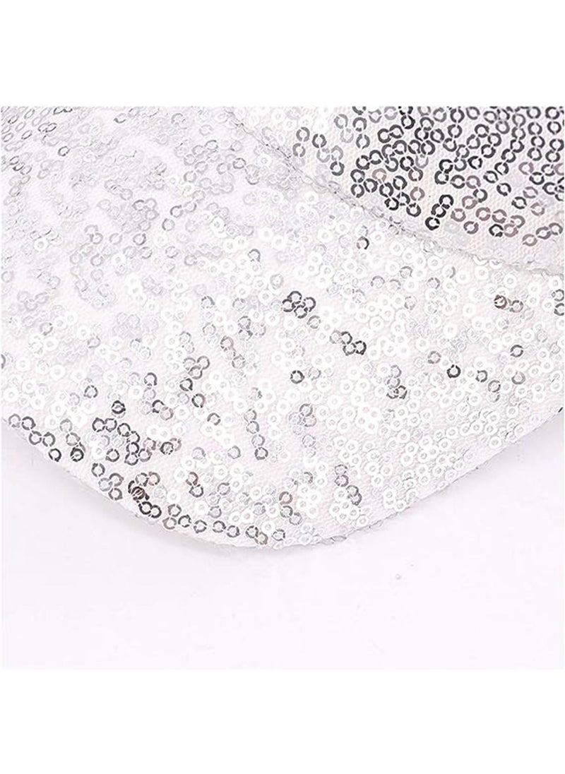 Generic - Kids Sparkle Sequins Mesh Baseball Cap Cat Ears Glitter Shimmer Peak Cap Adjustable Sun Protection Hat for Girls Boys Silvery White - Image 1