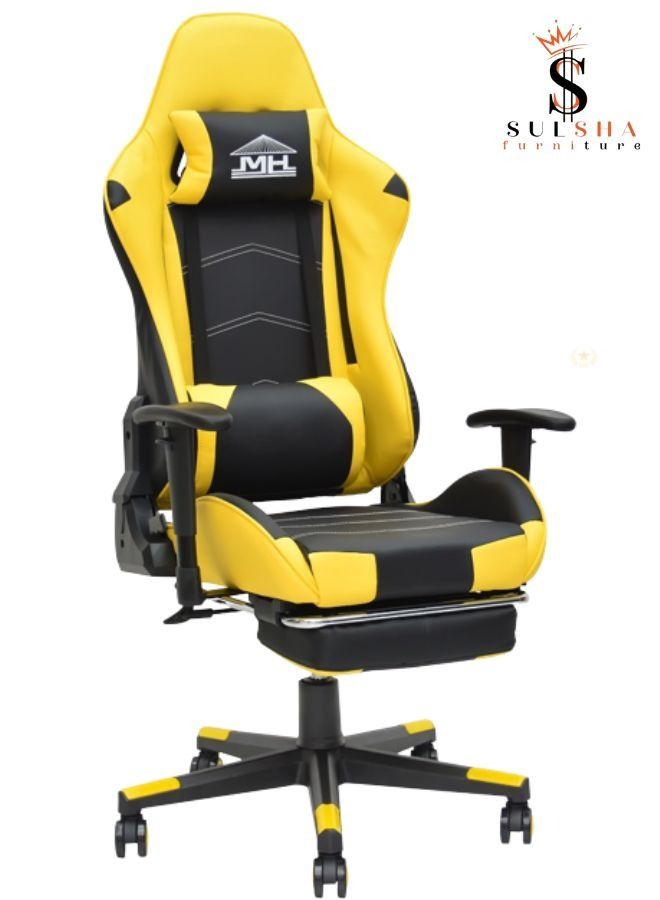 SULSHA Soft 2D Armrest Gaming Chair with high backrest and adjustible seat height, Footrest ergonomic design that can be used as office chair - Image 1
